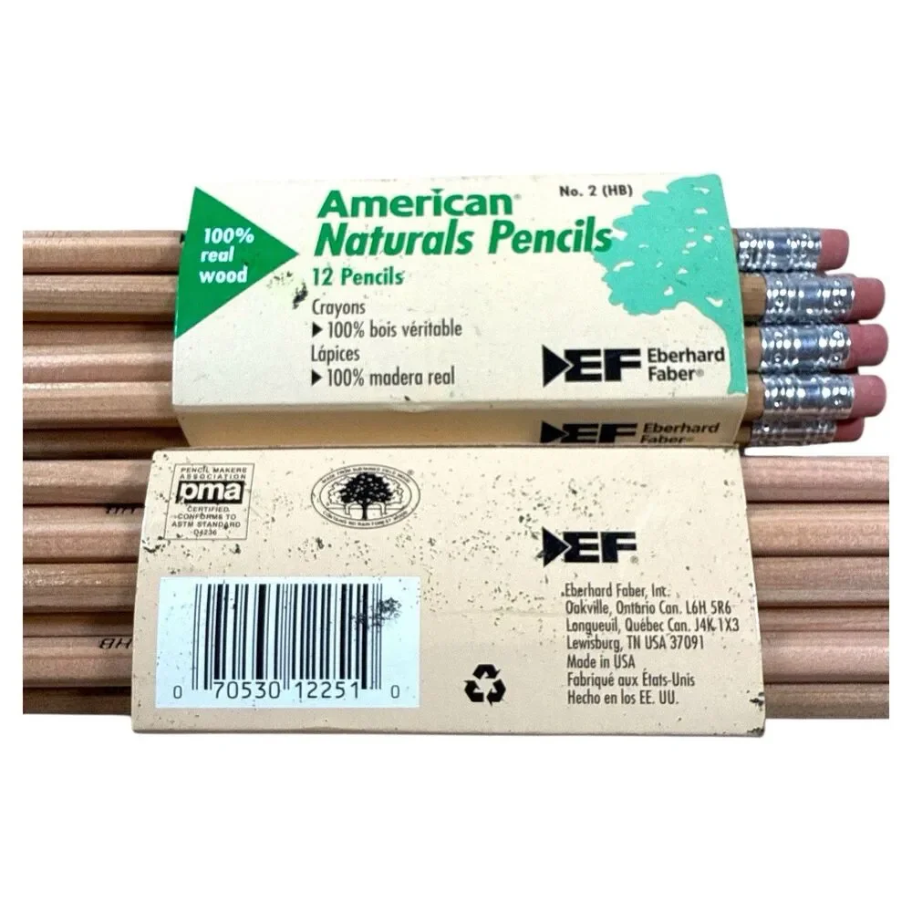 Vintage Eberhard Faber Naturals No.2 HB Pencils Box of 48 NOS USA Cedar Wood